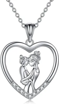 Produktbild von Halskette Mutter und Tochter, 925 Sterlingsilber, Anhänger, Schmuck für Frauen