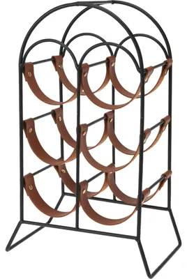 Image de Porte-bouteille de vin Home&Styling Collection, métal, 25 x 15 x 40 cm, noir/marron