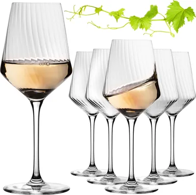 Produktbild von IMPERIAL Weißweingläser 460ml "London" Set 6-Teilig geriffelte Weingläser aus Crystalline Glas Rieslingweingläser