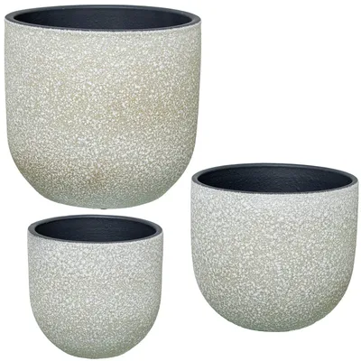 3er-Set Keramikpötte Gold-Weiß 20x20x18 cm
