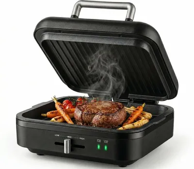 Kontaktgrill 1400W, abnehmbare Platte, einstellbare Temperatur