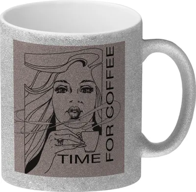 Produktbild von time for coffee Glitzer-Kaffeebecher mit Spruch
