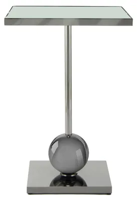 Immagine prodotto di Tavolino laterale Padiro, forma quadrata, 42 x 42 x 62 cm - Grigio - design moderno, stile Art Déco elegante - vetro specchiato - acciaio inossidabile
