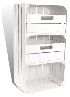 Produktbild von Weiße Obstkiste mit Schubladen 68x40x30cm