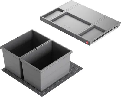 Image de Hailo Allegro Système Panier 2x14 L pour tiroir de cuisine 60 cm Métal-Plastique