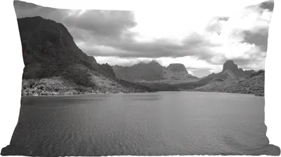 Produktbild von MuchoWow® Zierkissen Sofakissen Wohnzimmer Dekokissen 50x30 cm Berglandschaft von Mo'orea in Schwarz-Weiß - Wohnzimmerdekoration - Polster mit Photo