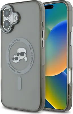 Immagine prodotto di Custodia Karl Lagerfeld per iPhone 16 - Magsafe IML metallo monogramma kc - Nero