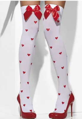 Produktbild von Weiße Overknees mit Herz & Schleife