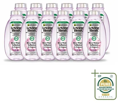 Obrázek produktu pro 12 kusů šamponu Garnier Loving Blends, obohaceného o rýžovou vodu, pro dlouhé vlasy, objem 300 ml - balení