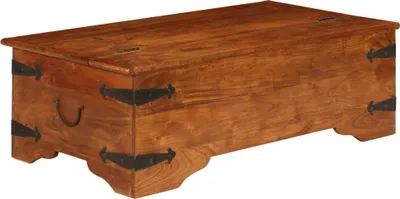 Produktbild von Möbel Couchtisch Massivholz mit Honigfarbenem Finish 110x55x35 cm - Couchtische 245654