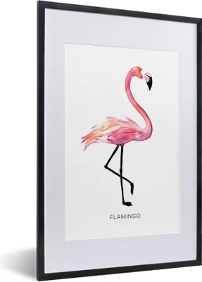 Produktbild von MuchoWow® MuchoWow® Gerahmtes Poster Zeichnung - Flamingo - Rosa 40x60 cm - Poster mit zchwarzem Bilderrahmen - Poster in Rahmen