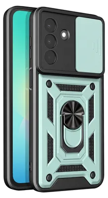 Zdjęcie produktu dla Etui Avizar do telefonu Samsung Galaxy A27 z uchwytem pierścieniowym i wysuwaną osłoną na aparat, w kolorze jasnej zieleni