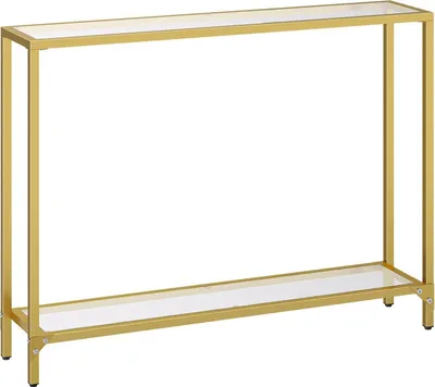 Image de HOOBRO Table console 100cm verre trempé doré Table d'entrée