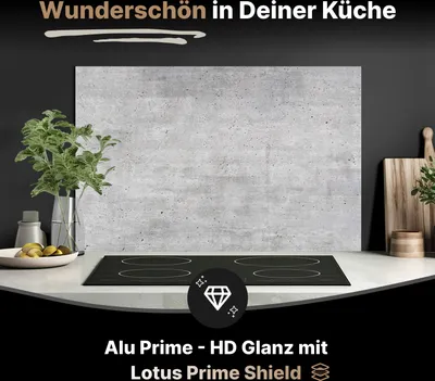 Produktbild von Spritzschutz Küchenrückwand aus Aluminiumverbund Glanz - 3mm - 125x60 cm  - Graue Betonwand