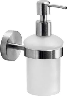 Immagine prodotto di Dispenser sapone da muro in acciaio inox e vetro satinato | Loto