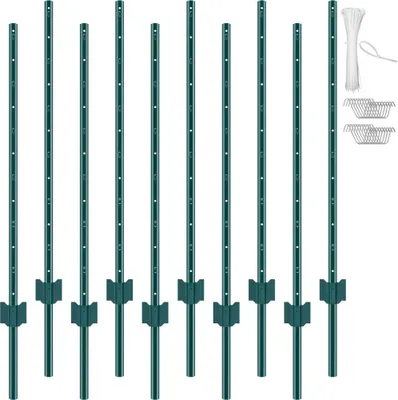 Obrázek produktu pro sada 10 plotových sloupků 121,92 cm - Kovové plotové sloupky pro pastviny - Robustní plotové sloupky pro optimální bezpečnost - Plot pro zahrady a pastviny