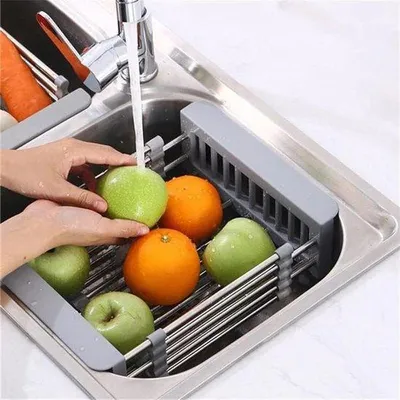Obrázek produktu pro Nerezový odkapávač, šedý, na ovoce a příbory