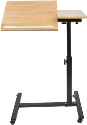 Produktbild von Höhenverstellbarer Laptoptisch auf Rollen von 58 – 90 cm mit um 360 ° drehbarer Tischplatte, als Beistelltisch für Wohnzimmer und Schlafzimmer