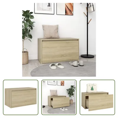 Produktbild von The Living Store Flurbank 80x40x45 cm Sonoma-Eiche Holzwerkstoff
