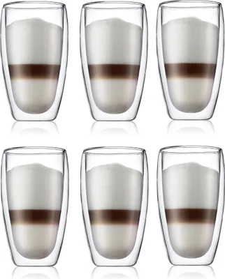 Image de Bodum Verres à Latte Macchiato à double paroi Pavina - Valve brevetée - 450 ml - 6 pièces