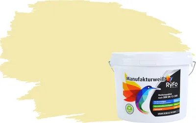 Produktbild von RyFo Colors Bunte Wandfarbe Manufakturweiß Sorbetgelb 3l - weitere Grau Farbtöne und Größen erhältlich, Deckkraft Klasse 1, Nassabrieb Klasse 1