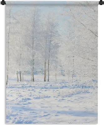 Produktbild von MuchoWow® Wandteppich Wandbehang Schnee - Bäume - Winter 120x160 cm Tapisserie Dekoration Wandtuch - Wohnzimmer - Moderne