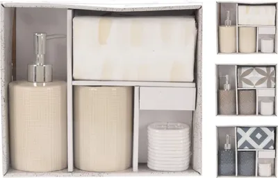 Produktbild von HOMESTYLING Koupelnové doplňky sada 3 ks hnědá KO-CY2210590hned