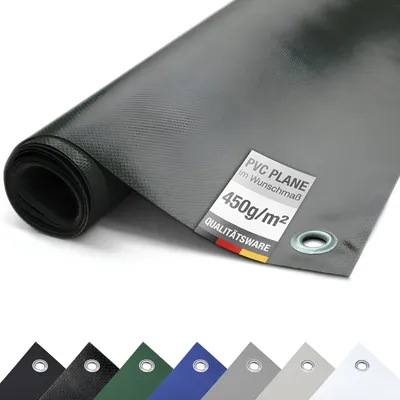 Image de (450g/m²) Bâche pour camion/PVC avec oeillets, bâche en tissu de couverture (anthracite RAL7016, 3m x 20m)