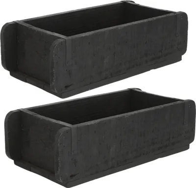 Produktbild von Novaliv 2x Holzkiste Vintage Schwarz 30 x 15 x 10 cm Alte Ziegelform Holz EIN KAMMER Allzweckkiste aus recyceltem Altholz Jede Form EIN Unikat - Geschenkkiste