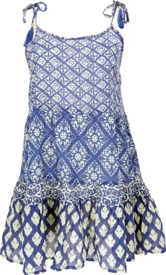 Produktbild von Boho Minikleid, Luftiges Stufenkleid aus Baumwolle - Blau, Damen, Kleider