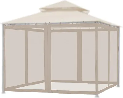 Zdjęcie produktu dla Wisząca moskitiera do użytku na zewnątrz, moskitiera do zewnętrznej wiaty grillowej, ogrodzenie podwórka ogrodowego 300 x 300 cm (brązowa, 4 drzwi)