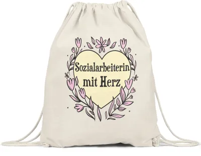 Produktbild von Sozialarbeiterin mit Herz Turnbeutel Gymsack  Geschenkidee Zum Danke Sagen Beste Sozialarbeiterin