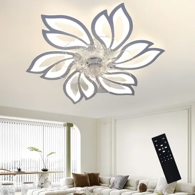 Obrázek produktu pro ZMH Stropní ventilátor s osvětlením a dálkovým ovládáním Tichý - LED stropní lampa Stmívatelný ventilátor Časování stropního světla Kreativní design 6 světel