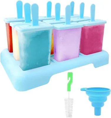 Immagine prodotto di Set di stampi per ghiaccioli, 9 pezzi, senza BPA, blu con bastoncini