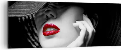 Produktbild von Bild auf Leinwand - Leinwandbild - Frau Gesicht Lippen - 140x50cm - Wand Bild - Wanddeko - Leinwanddruck - Bilder - Kunstdruck - Wanddekoration - Leinwand bilder - Wandkunst - AB140x50-3618