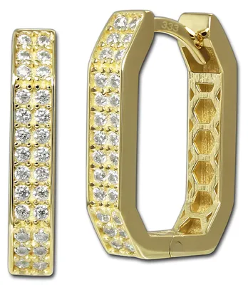 Image de Boucles d'oreilles créoles carrées en or jaune 333 (8 carats) pour femmes - D3GDO5700Y