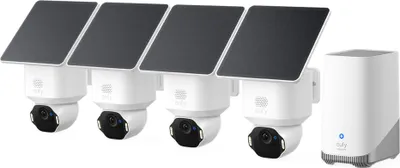 Image de Eufy SoloCam E42 + HomeBase S380, caméra IP de sécurité, intérieure et extérieure, sans fil, plafond/mur, blanche, forme sphérique