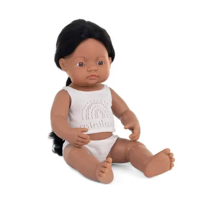 Image de Poupée MINILAND, fillette indienne habillée, 38 cm