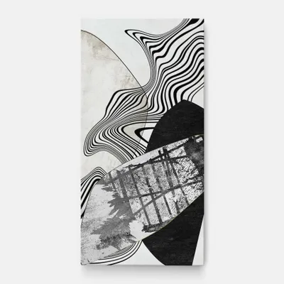 Produktbild von ARTHUB® Leinwandbild 60x120 cm, Abstract Black Lines | Wohnzimmerdekoration, Hängende Bilder, Wanddekoration, Heimdekoration, Abstrakte, Abstrakte Kunst