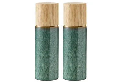 Produktbild von BITZ 821501, Salz- und Pfeffermühlen-Set, Grün, Holz, Keramik, 50 mm, 50 mm, 167 mm