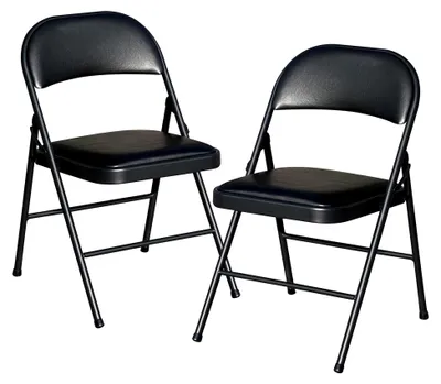 Produktbild von Klappstühle 2er Set, Gepolsterte Klappstühle, Schwarz, Stapelbare Stühle für Balkon, Küche, Esszimmer, Büro und Garten