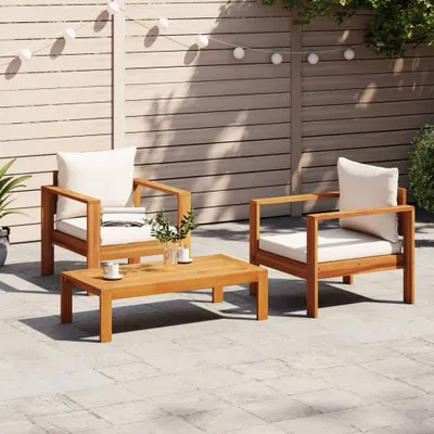 Produktbild von Möbel 3-tlg. Garten-Sofagarnitur mit Kissen Massivholz Akazie - Gartenmöbelgarnituren 3214841