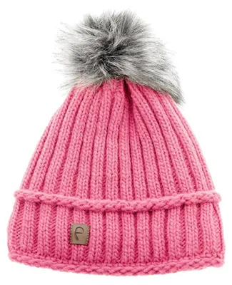 Produktbild von Faera Wintermütze warm gefüttert mit Kunstfell Bommel-Mütze Fleece-Futter Winter Strick-Mütze Beanie-Mütze Damen Herren One-Size  Pink