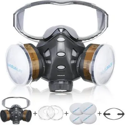 Produktbild von NASUM 8200 Chemische Atemschutzmaske – Gas- & Staubschutz-Respirator mit Doppelfilter | Wiederverwendbare Schutzmaske für Arbeit, Werkstatt & Industrie