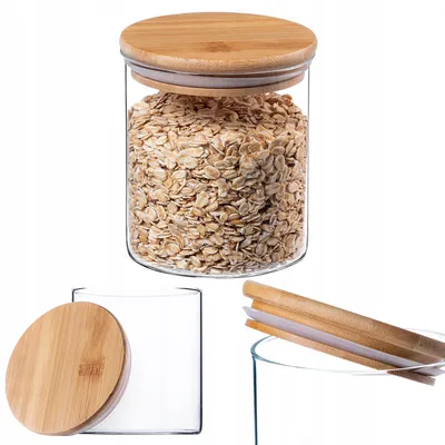 Produktbild von KADAX Glasbehälter mit Bambusdeckel, 800ml, Set 6 Stck.