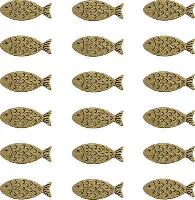 Produktbild von Oblique Unique 18 Holz Fische Streudeko Tischdeko Taufdeko für Taufe Kommunion Konfirmation Firmung Deko - gold