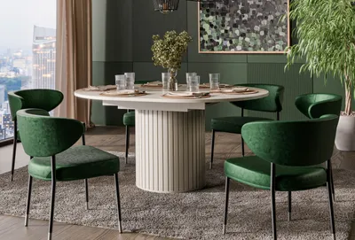 Produktbild von Design Esstisch Tisch Roma DO-9 ausziehbar rund Esszimmer 120 x 76 cm Küchentisch Funktionstisch