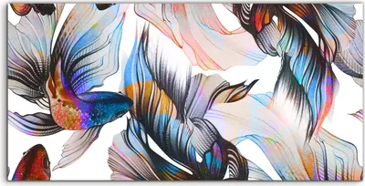 Produktbild von Coloray Acrylbild 100x50  Wandbild Acrylbilder Foto Goldfische Malerei Aquarellmuster