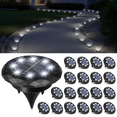 Productafbeelding van 20 stuks zonnelampen voor buiten, 8 leds, IP65 waterdicht, tuinverlichting