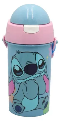Image de Bouteille en plastique Disney Lilo et Stitch Alien 626 avec paille et crochet, 500 ml